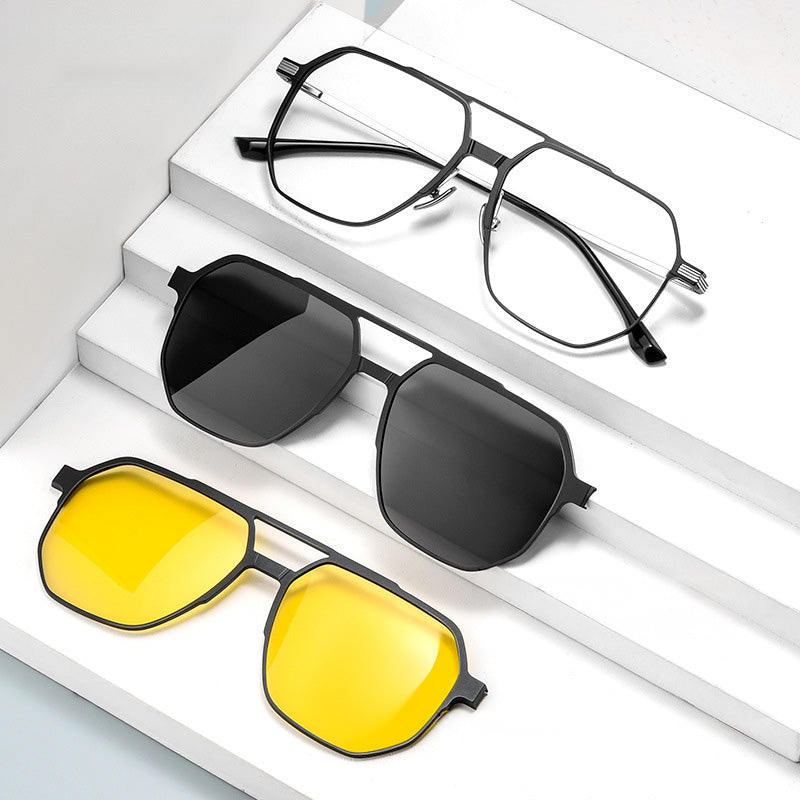 Magnetic Clip On Night Driving Glasses or Sunglasses are made of aluminum-magnesium alloy. 9906