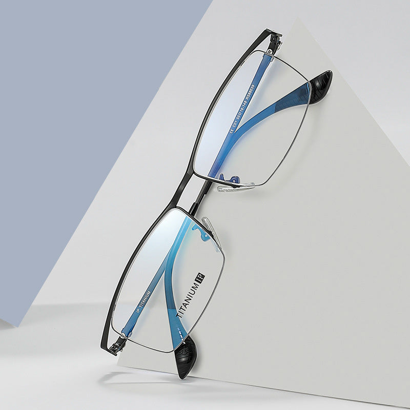 Rectangle Titanium Metal Half Rim Prescription Glasses Spectacles Frames Unisex R88039ST