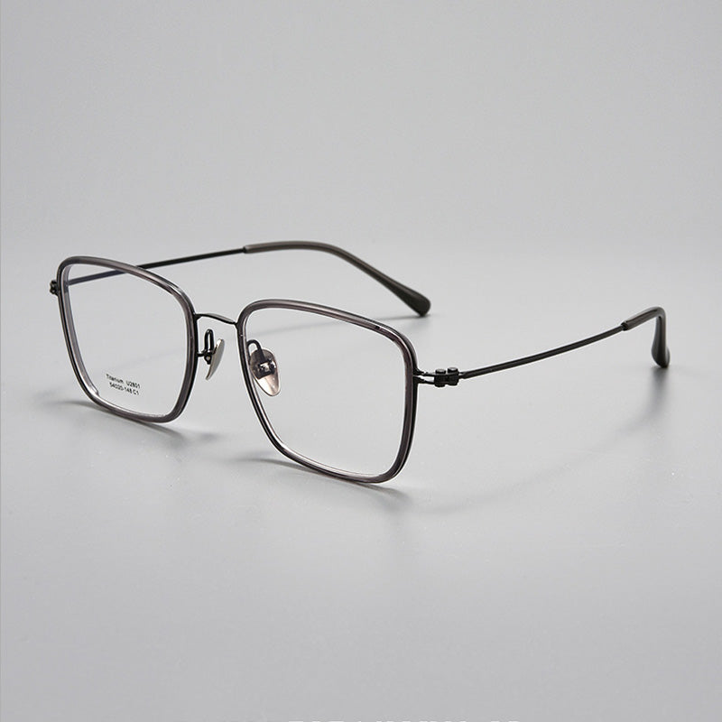 Industrial Style Titanium & TR90 Rectangle Full Rim Prescription Spectacles Eyeglasses Frames 2801U