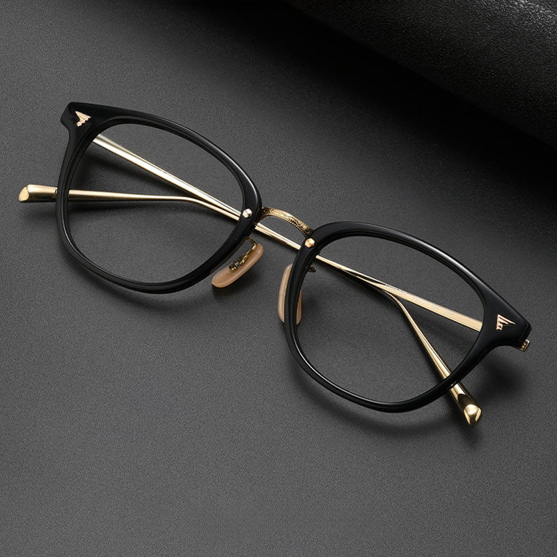 Rectangle Acetate Titanium Full Rim Prescription Glasses Spectacles Frames COM-548