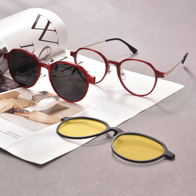 Magnetic Clip On Night Driving Glasses or Sunglasses or Prescription Eyeglasses Y8507M