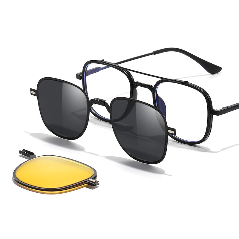 Magnetic Foldable Clip On Night Driving Glasses or Sunglasses or Prescription Eyeglasses 7704