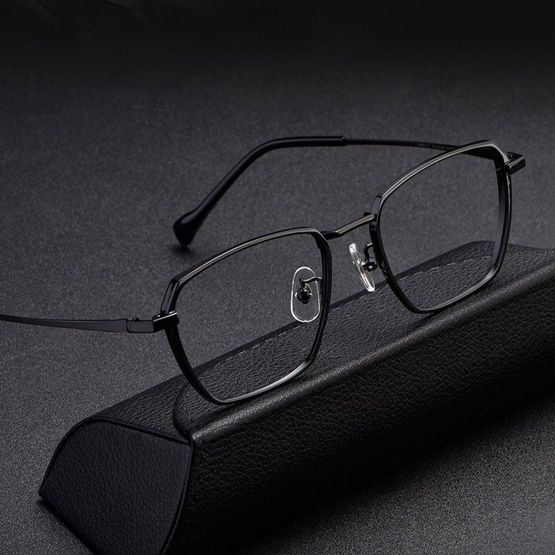 Rectangle Titanium Metal Full Rim Prescription Glasses Spectacles Frames for Thick Lenses J86012