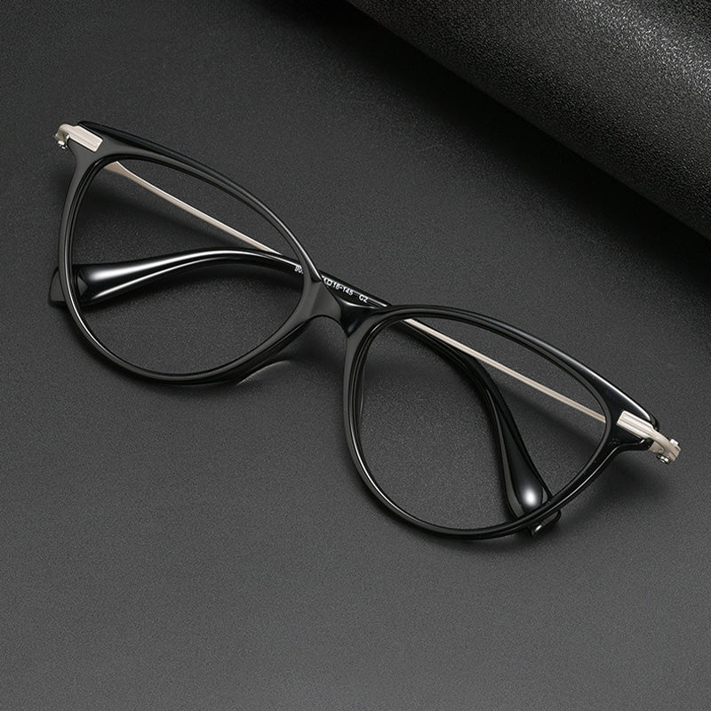 Cateye Acetate Titanium Full Rim Prescription Glasses Spectacles Frames 90001HS