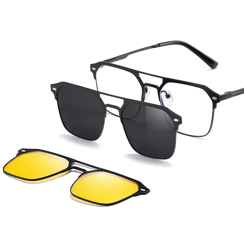 Magnetic Clip On Night Driving Glasses or Sunglasses or Prescription Eyeglasses 7041