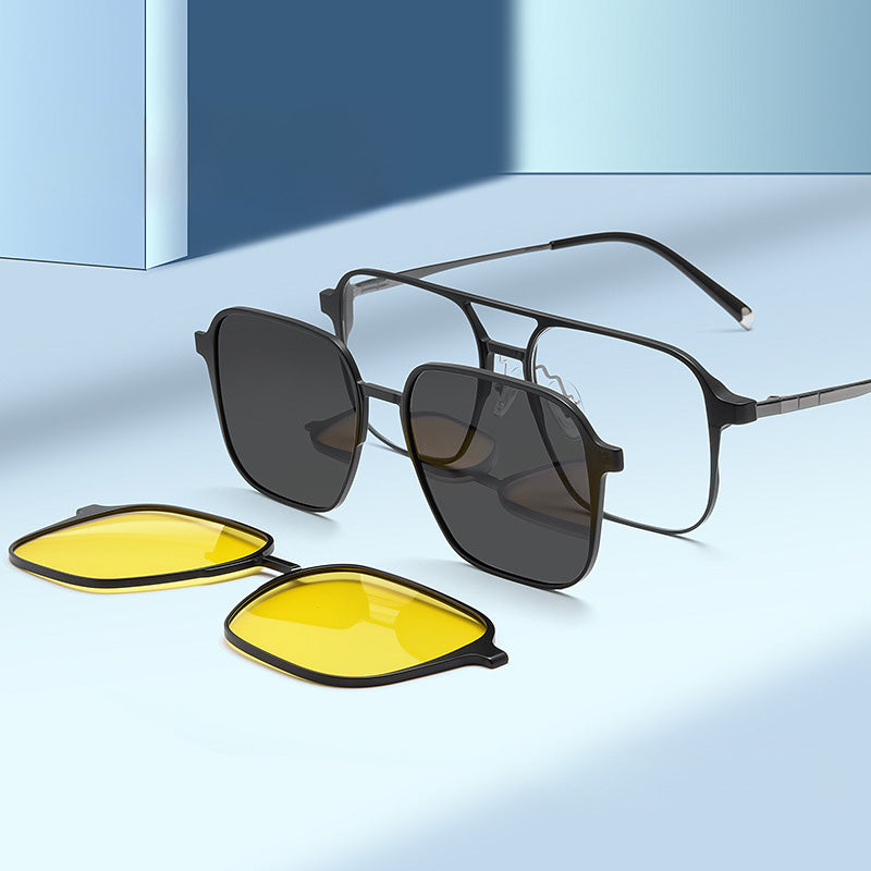 Magnetic Clip On Night Driving Glasses or Sunglasses or Prescription Eyeglasses L7038