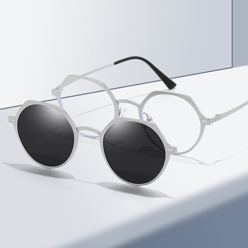 Magnetic Clip On Prescription Sunglasses Eyeglasses Set 7035