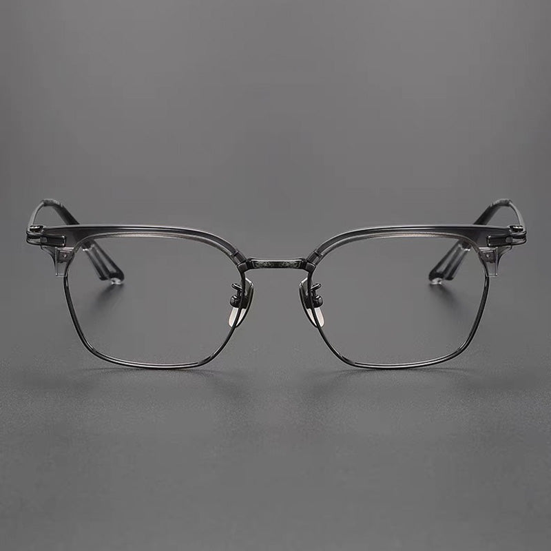 Acetate Titanium Metal Browline Full Rim Prescription Spectacles Unisex 80869T