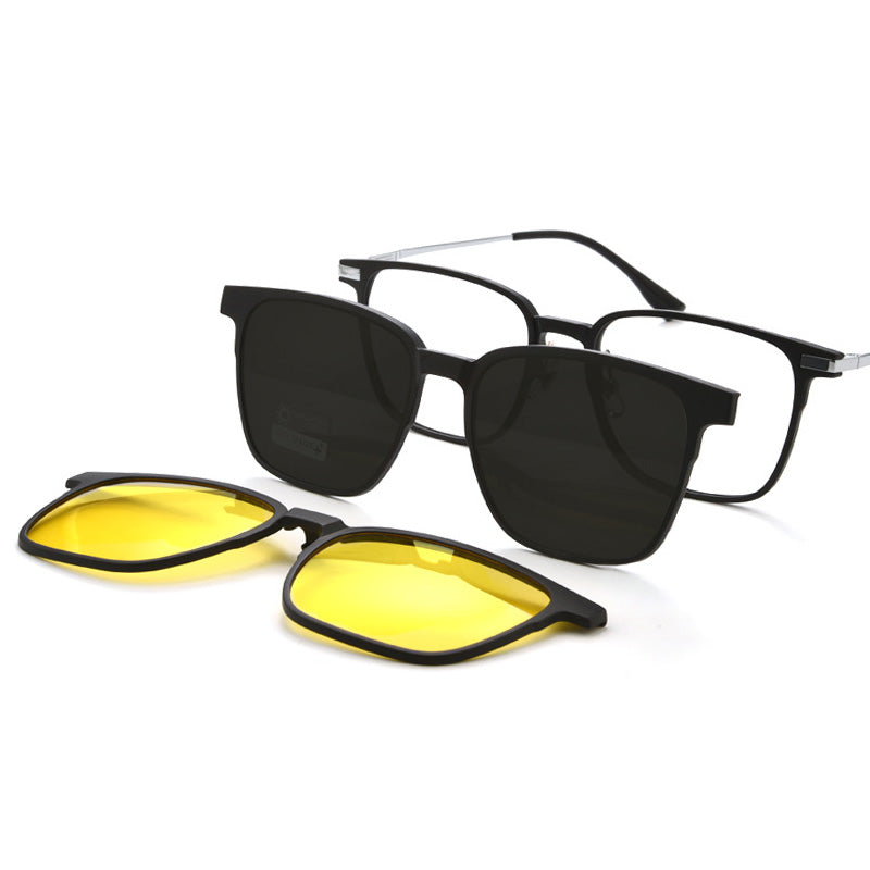 Magnetic Clip On Night Driving Glasses or Sunglasses or Prescription Eyeglasses Y8505M
