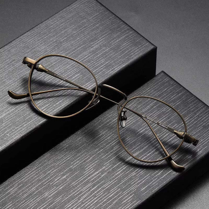 Oval Titanium Full Rim Prescription Glasses Spectacles Frames for Thick Lenses 315BUBBA