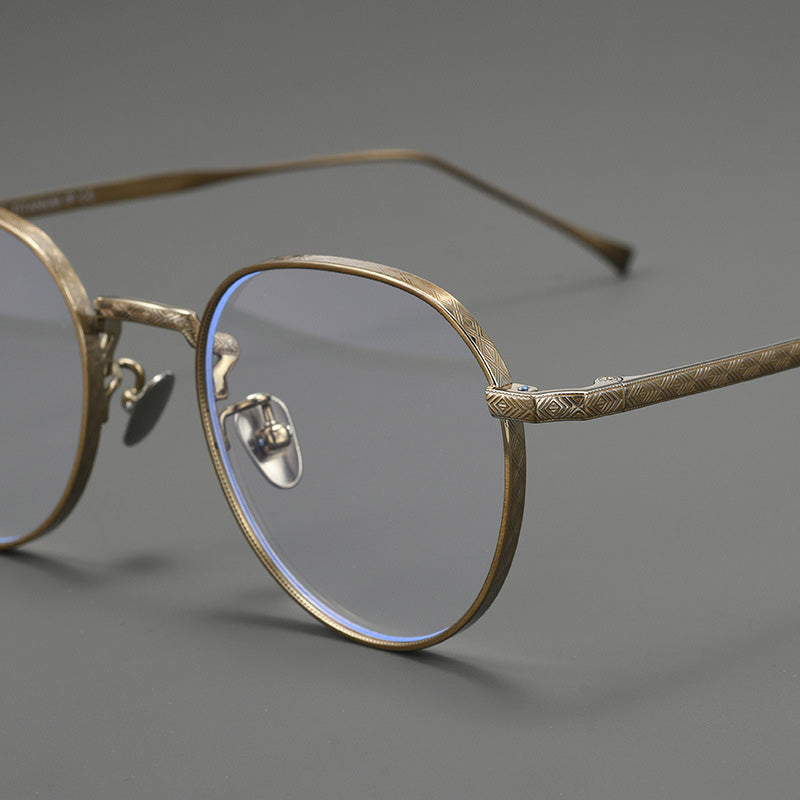Oval Titanium Carving Full Rim Prescription Eyeglasses Spectacles Frames Suitable For High Myopia 20868Y