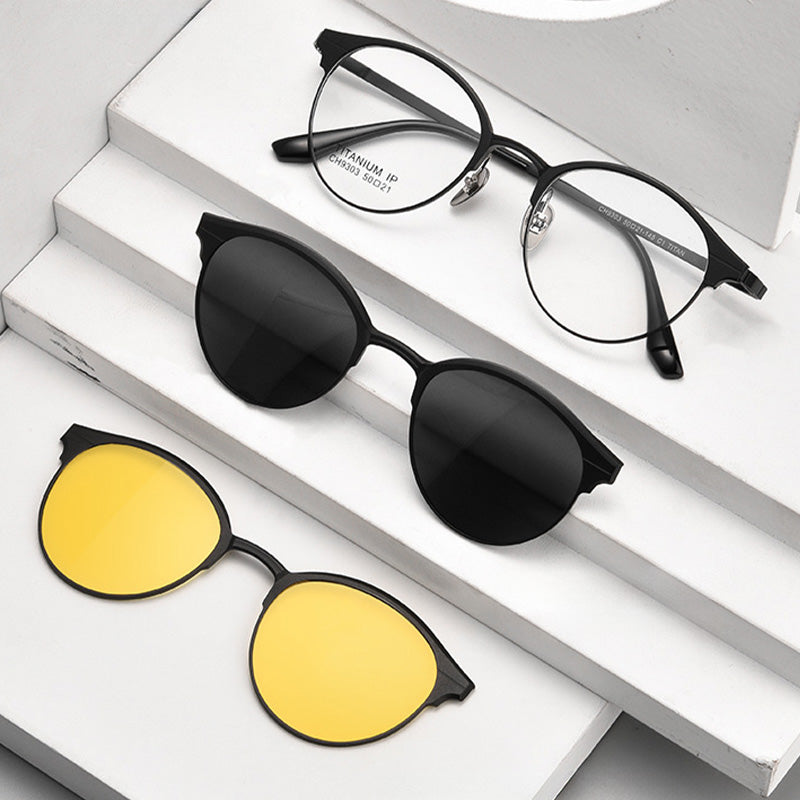 Magnetic Clip On Night Driving Glasses or Sunglasses are made of aluminum-magnesium alloy. 9912T