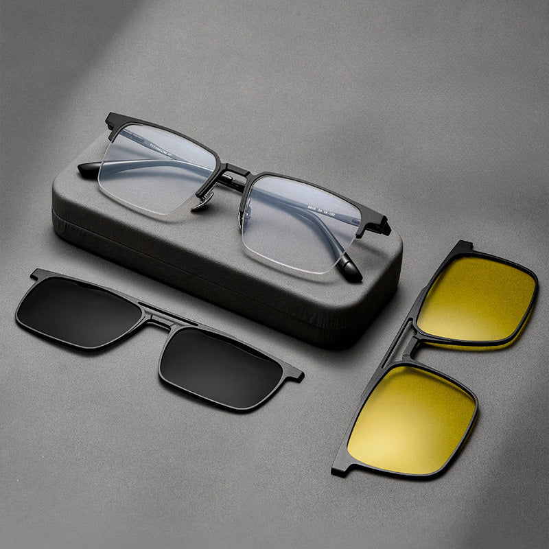 Magnetic Clip On Night Driving Glasses or Sunglasses are made of aluminum-magnesium alloy. 9915TJ