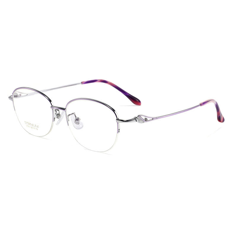 Oval Titanium Metal Half Rim Prescription Glasses Women's Spectacles Frames S7022T