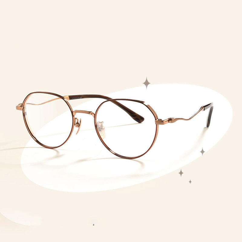 Cateye Titanium Metal Full Rim Prescription Glasses Spectacles Frames for Thick Lenses L8207J