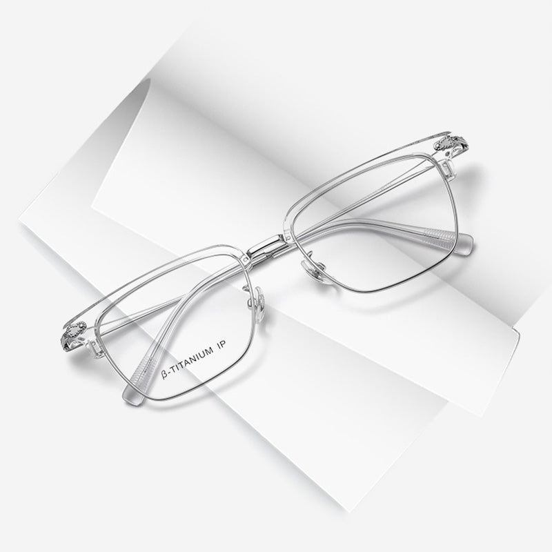 Acetate Metal Browline Full Rim Prescription Glasses Unisex 12006MC