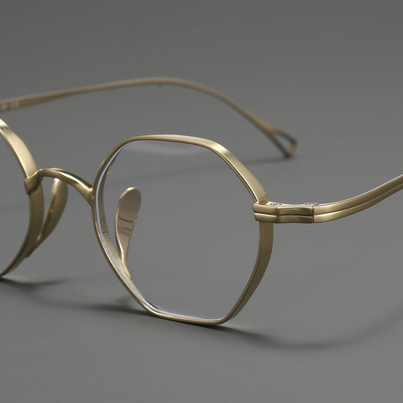 Hexagon Titanium Full Rim Prescription Eyeglasses Spectacles Frames Suitable For High Myopia 20872Y