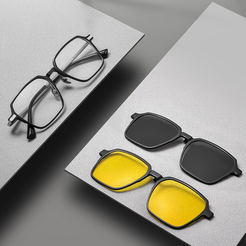 Prescription Eyeglasses With Magnetic Clip On Sunglasses Y9013