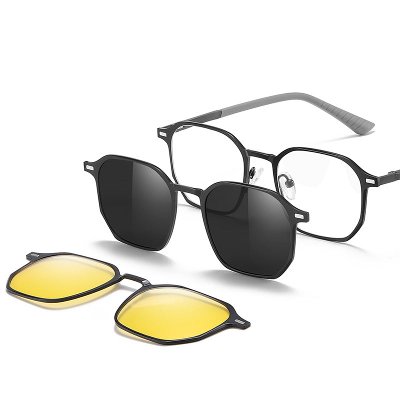 Magnetic Clip On Night Driving Glasses or Sunglasses or Prescription Eyeglasses 7036