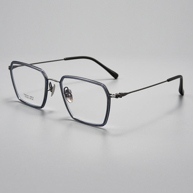 Industrial Style Titanium & TR90 Geometric Full Rim Prescription Spectacles Eyeglasses Frames 2812U