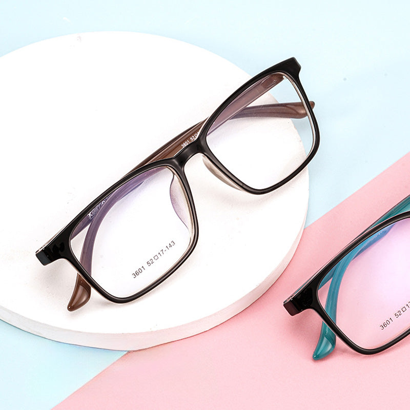 Rectangle Full Rim TR Prescription Glasses Spectacles Unisex 06-3601