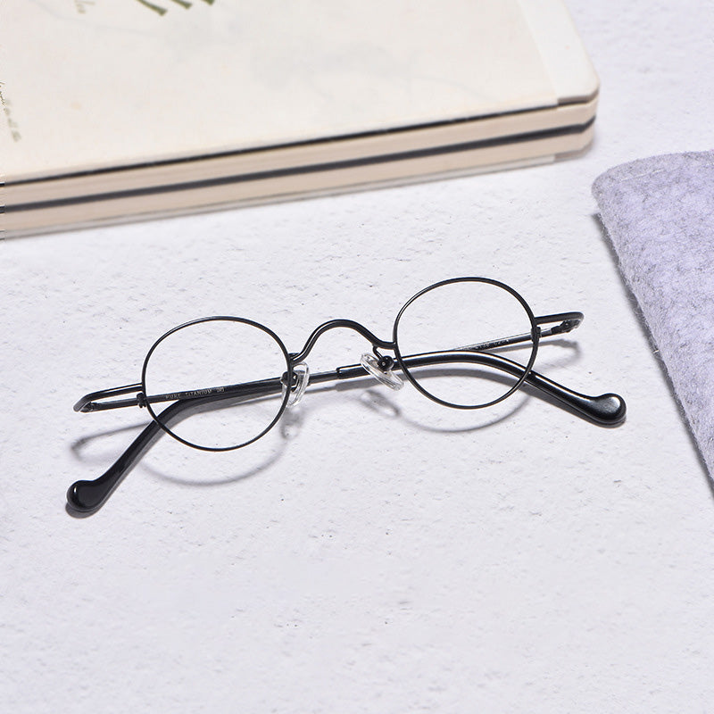 Round Titanium Metal Full Rim Prescription Glasses Spectacles Frames for Thick Lenses J85997