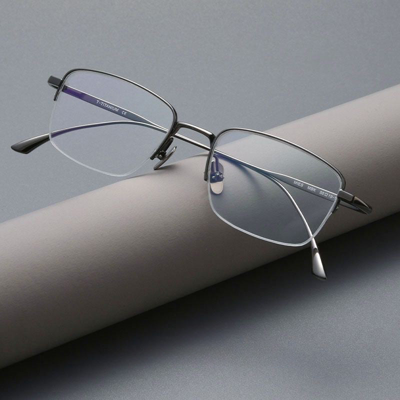 Rectangle Titanium Metal Half Rim Prescription Glasses Spectacles Frames Unisex 720MIES