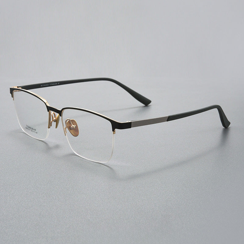 Rectangle Titanium Metal Half Rim Prescription Spectacles Frames Unisex BV61017B