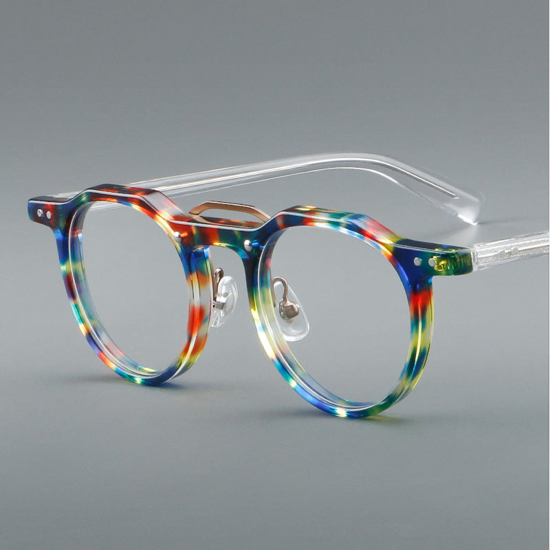 Multicolor Crown Panto Acetate Full Rim Prescription Glasses Spectacles Frames 5805
