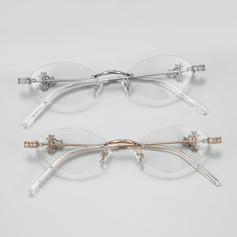 Women’s Jewelry-Inspired Crystal Cluster Rimless Eyeglasses 30913WK