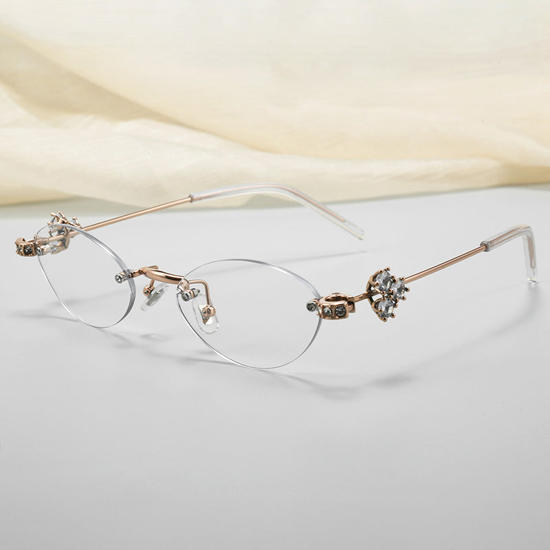 Women’s Jewelry-Inspired Crystal Cluster Rimless Eyeglasses 30913WK