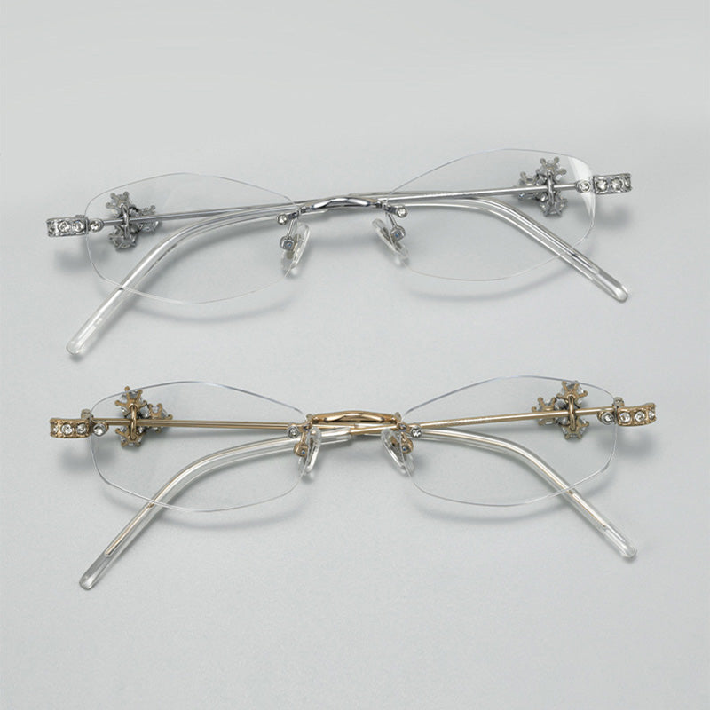 Women’s Jewelry-Inspired Crystal Cluster Rimless Eyeglasses 30915WK
