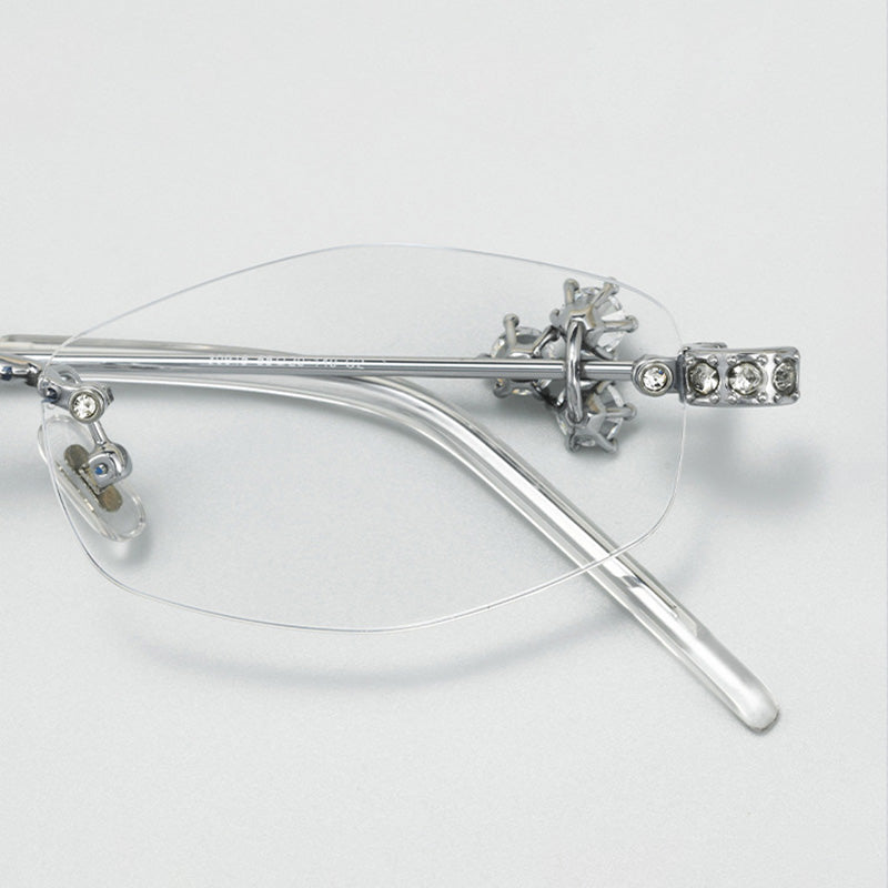 Women’s Jewelry-Inspired Crystal Cluster Rimless Eyeglasses 30915WK