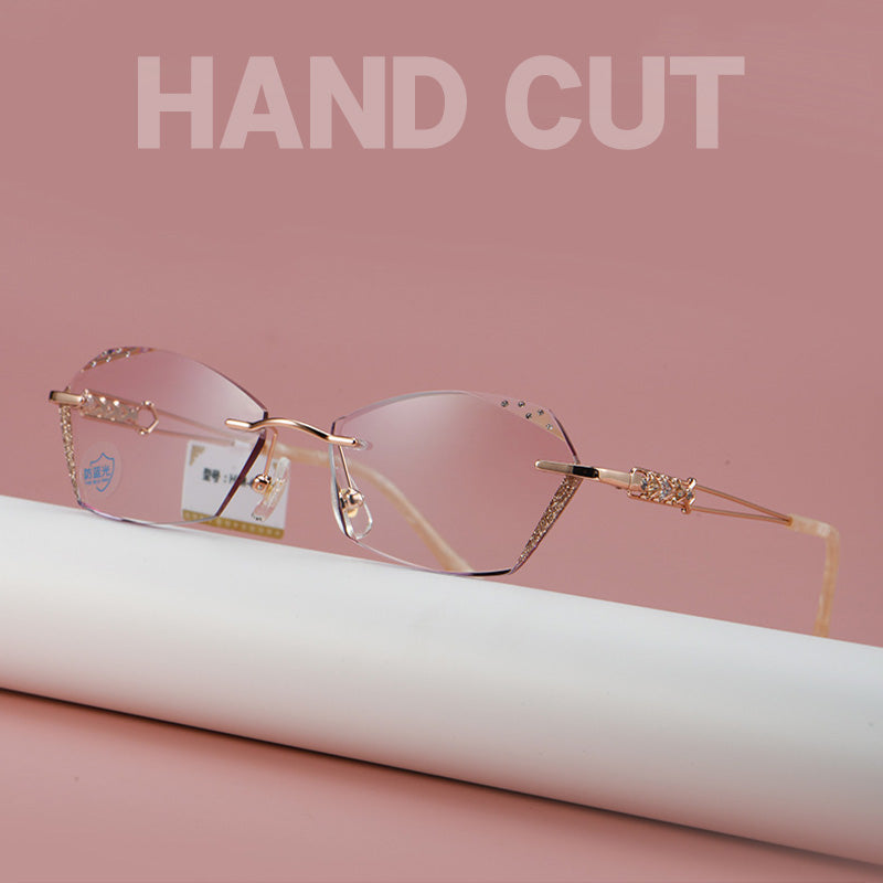 Women's glasses with hand-cut edge decoration many styles to choose from