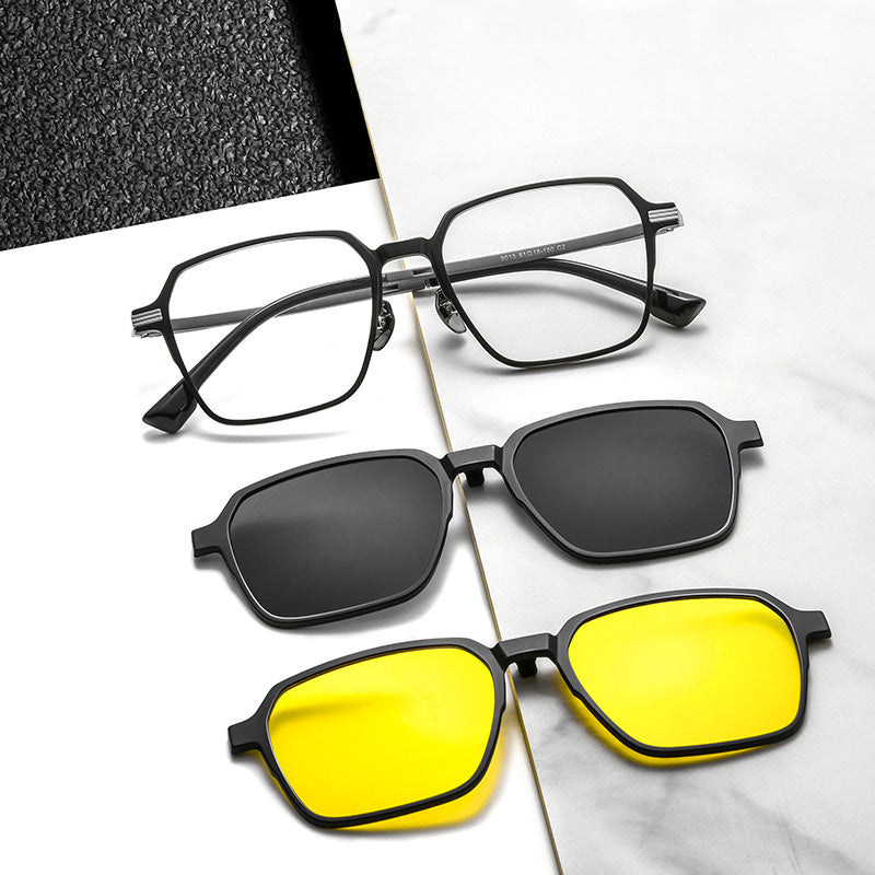 Prescription Eyeglasses With Magnetic Clip On Sunglasses Y9013