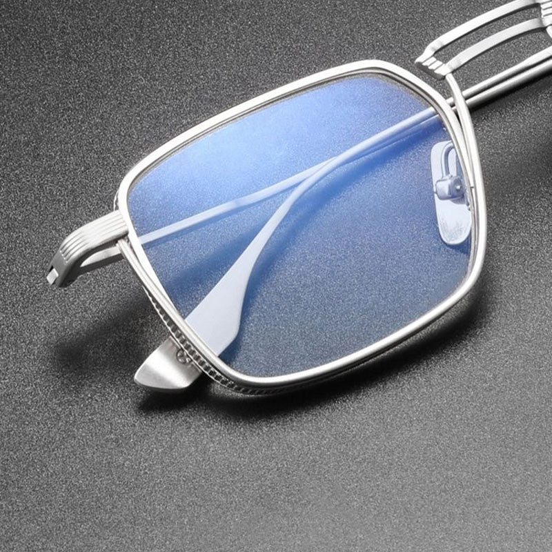 Rectangle Titanium Metal Full Rim Prescription Glasses Spectacles Frames for Thick Lenses DTX125-B