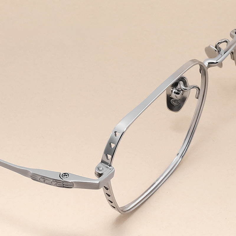Geometric Titanium Metal Full Rim Prescription Glasses Spectacles Frames for Thick Lenses Unisex L9226J
