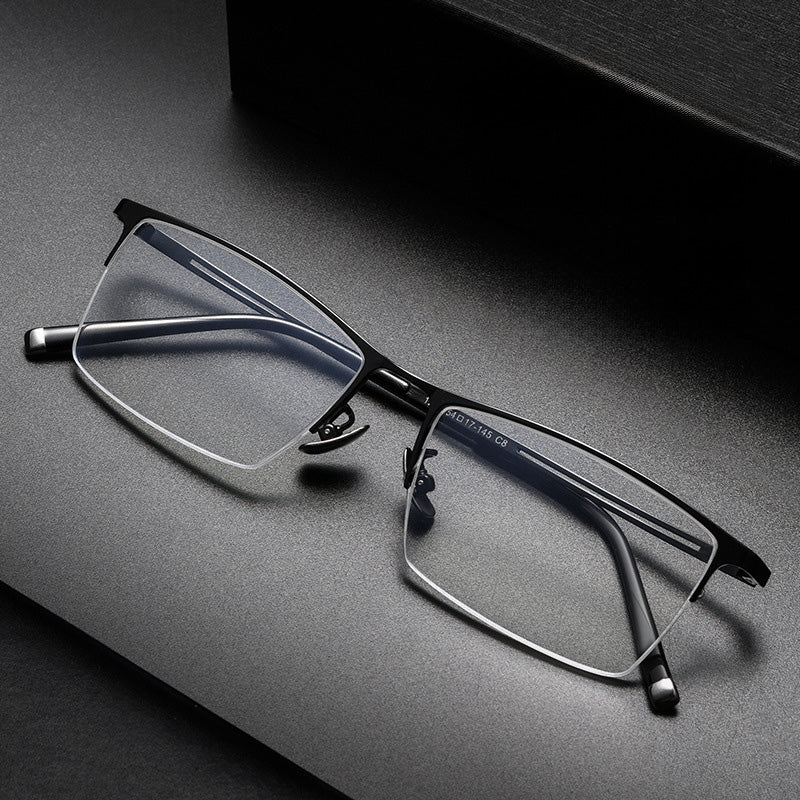 Rectangle Metal Half Rim Prescription Glasses Spectacles Frames Unisex 02-990070