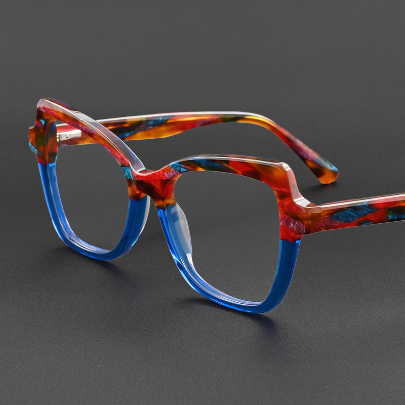 Two Tone Color Block Butterfly Acetate Prescription Eyeglasses 6001