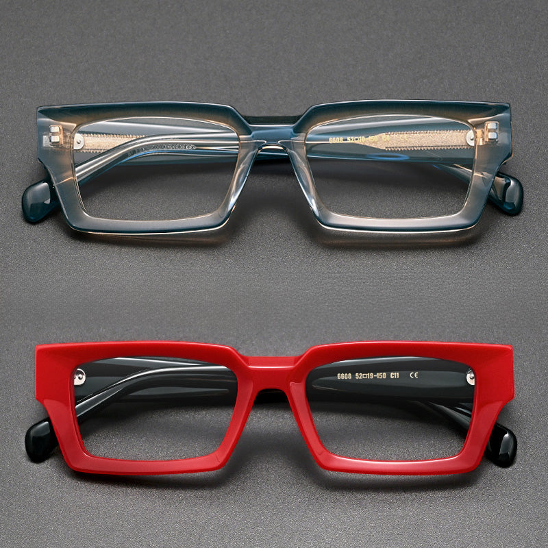 Sculpted Chunky Narrow Rectangular Acetate Frames 6608