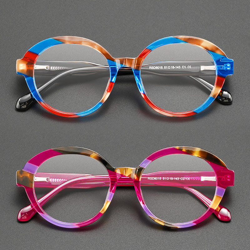 Modern Pop Art Style Oval Acetate Spectacles Frames 8015