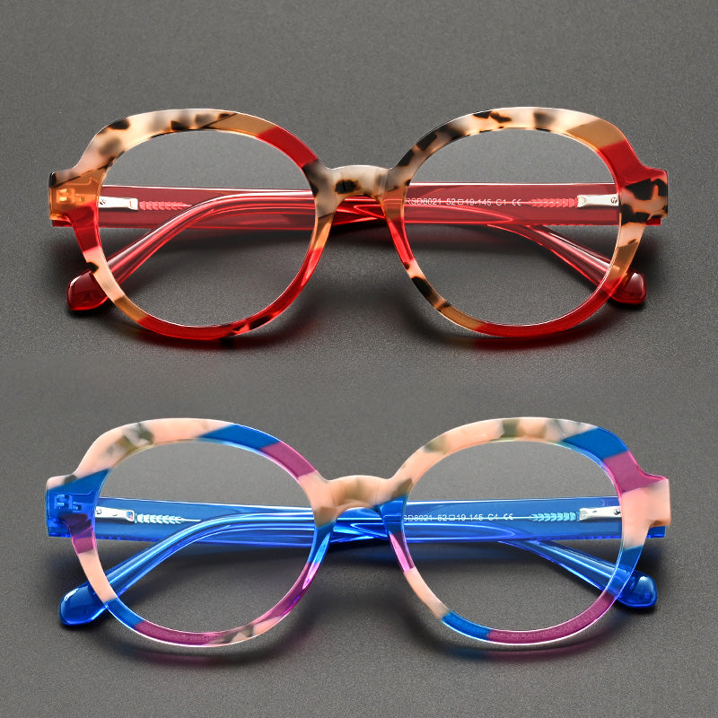 Modern Pop Art Style Oval Acetate Spectacles Frames 8021