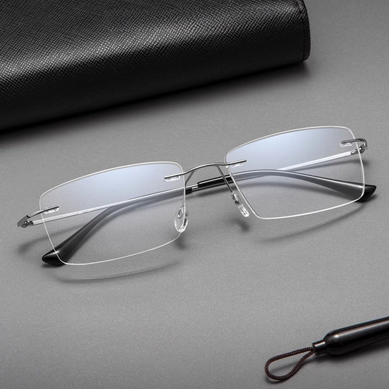 Minimalist Rectangular Rimless Glasses 8161WK