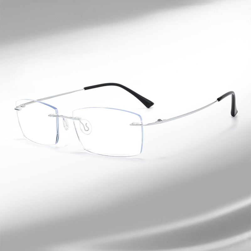 Minimalist Rectangular Rimless Glasses 8161WK
