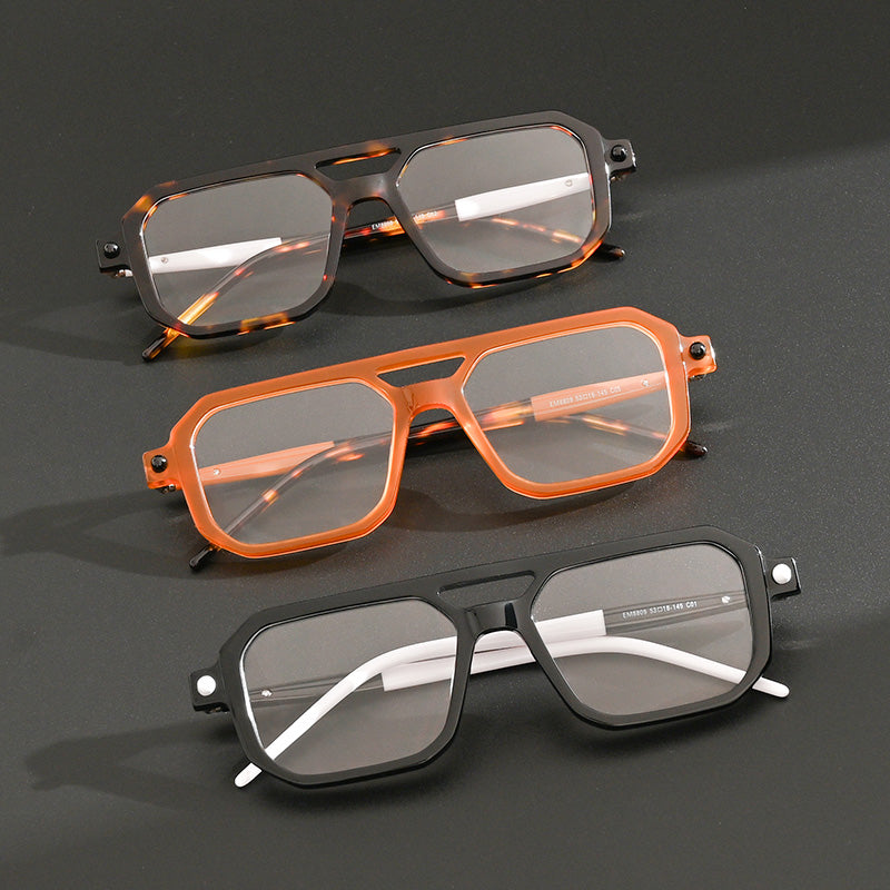 Geometric Square Aviator Optical Frames with Color-Blocked Temples EM8809