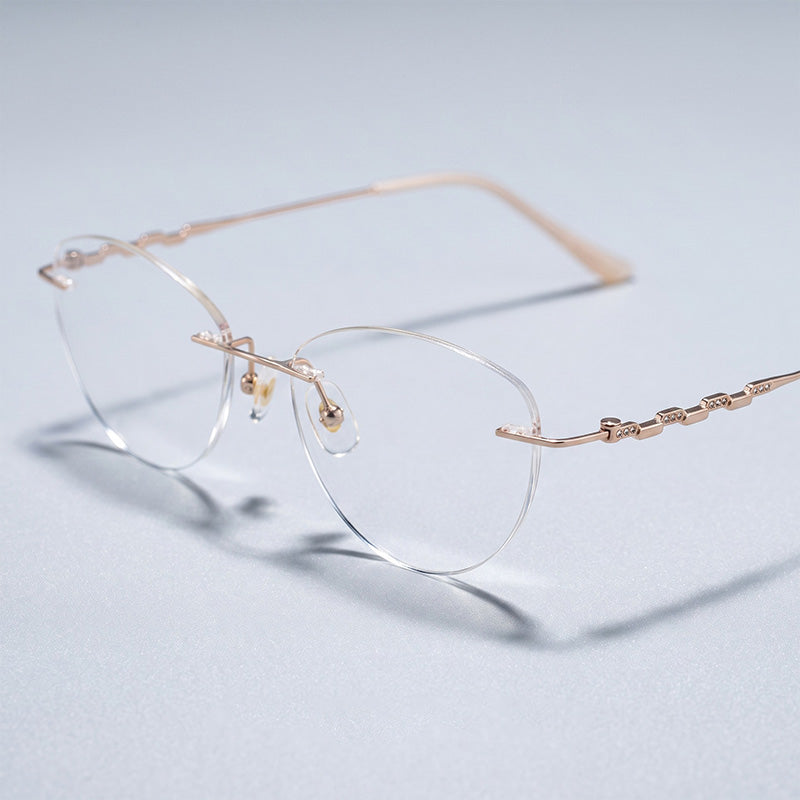 Ultra-Light Delicate Luxury Rimless Oval Glasses 90876WK