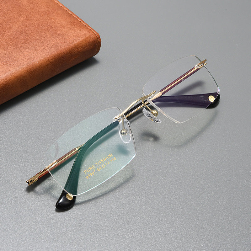 Rectangular Titanium Rimless Glasses 99907CN