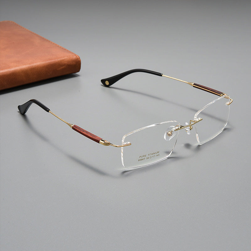 Rectangular Titanium Rimless Glasses 99907CN