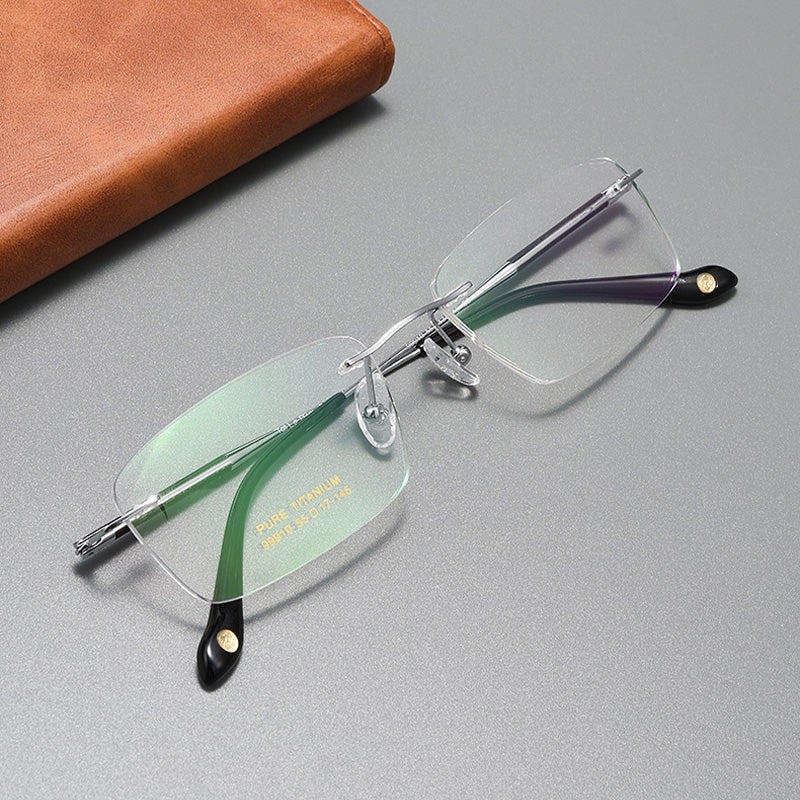 Rectangular Titanium Rimless Glasses 99910CN