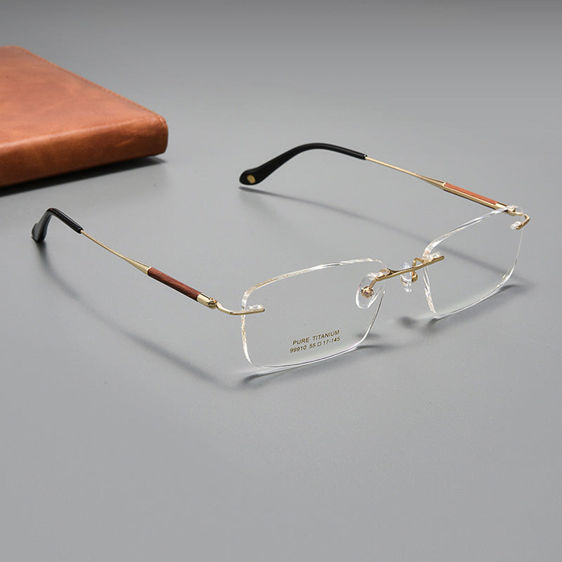 Rectangular Titanium Rimless Glasses 99910CN